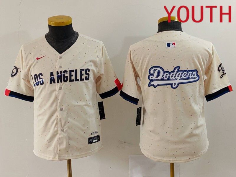 Youth Los Angeles Dodgers Blank Cream Fashion Nike Game MLB Jersey style 6294